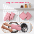 thumbnail image 7 of M Buder 4-Piece Oven Mitts Set, 392°F Heat Resistant Cotton Oven Gloves with Pot Holders, Non-Slip for Cooking, Baking, BBQ, Pink, 7 of 7