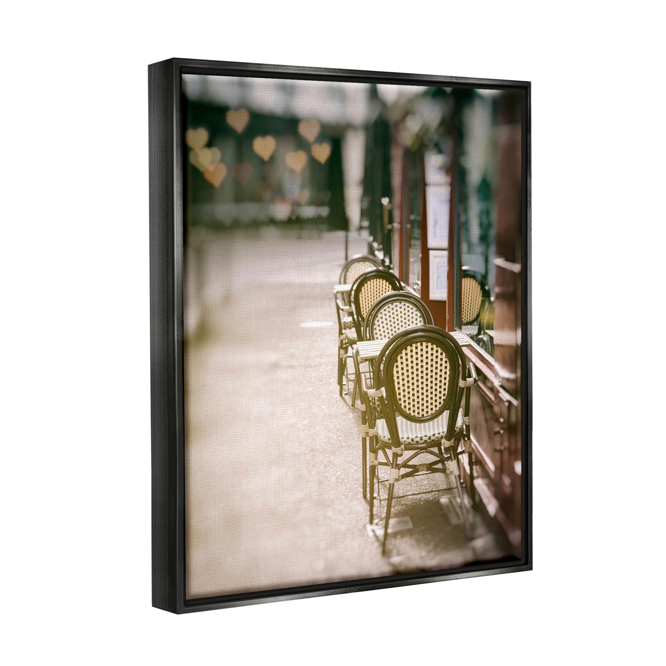 Outdoor Town Cafe Seats Town & City Photograph Jet Black Framed Art Print Wall Art