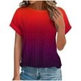 thumbnail image 1 of Plebaso Hauts d'Été pour Femmes T-Shirts à Œillets Mode Décontracté Manches Courtes Blouses Amples Dégradées, 1 of 7