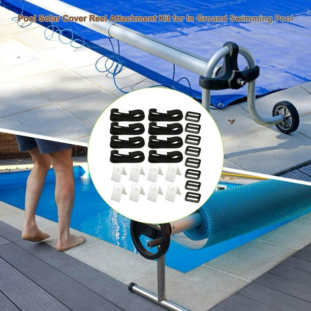 24 Pcs Pool Solar Cover 8 Fastener Reel Attachment Kit Including 8 Straps  with 8 Buckles and 8 Fastener Plates Pool Accessories 
