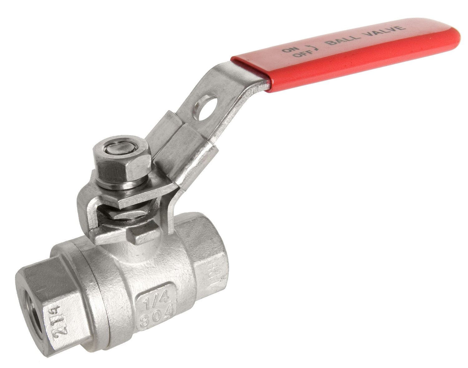 1/4" Stainless Steel (316) Ball Valve - Full Port W/Red Handle, 1000 ...