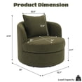 thumbnail image 2 of Ebello Swivel Accent Chair, 360° Round Swivel Barrel Chair with Pillow, Widened Upholstered, Lamb Wool Fabric Detachable Cushion for Living Room, Green, 2 of 10
