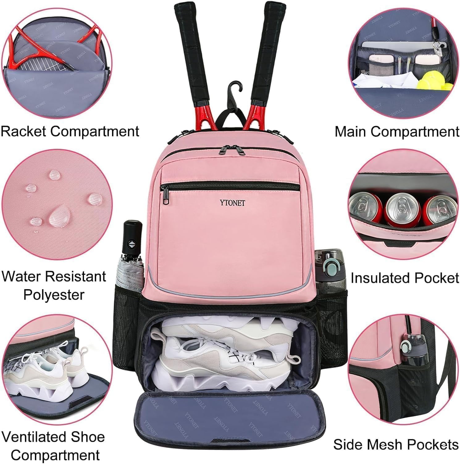 Tennis Bag - Large Tennis Racket Bag for Men Women with 6 Rackets Capacity & Protection
