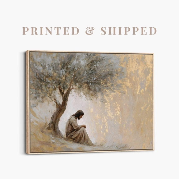Gethsemane Olive Tree Wall Art, Jesus Praying In Gethsemane Painting, Modern Christian Home Decor UNFRAMED PAPER POSTER, Home Decor, Vintage Gift, Living Room Dercor