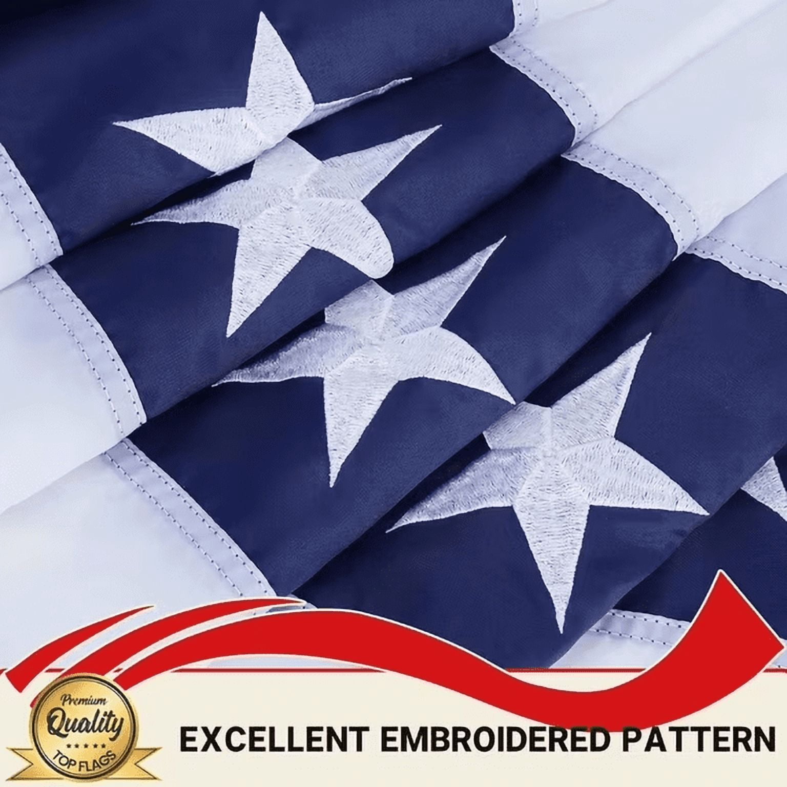 FLAGWIN Bunting Flags Outdoor 2x4 Ft American Flag Buntings for Outside Embroidered Stars Patriotic Banner Decorations