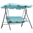 thumbnail image 2 of Patio Porch Swing Chair with Adjustable Canopy, Seats 3 Adults, Steel Frame, Armrests, Green, 2 of 5