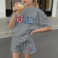 thumbnail image 4 of BFHHYA Girls 2-Piece Outfit Floral & Letter Print Short Sleeve Top Elastic Waist Shorts Set Casual Summer Set for Tween 3-15 Y, 4 of 5