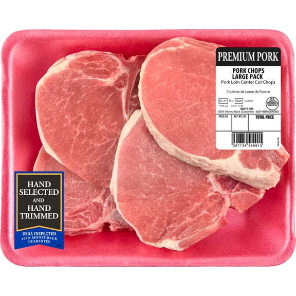 Pork Center Cut Loin Chops, Bone-In, 4 count, 1.51 - 2.04 lb Tray