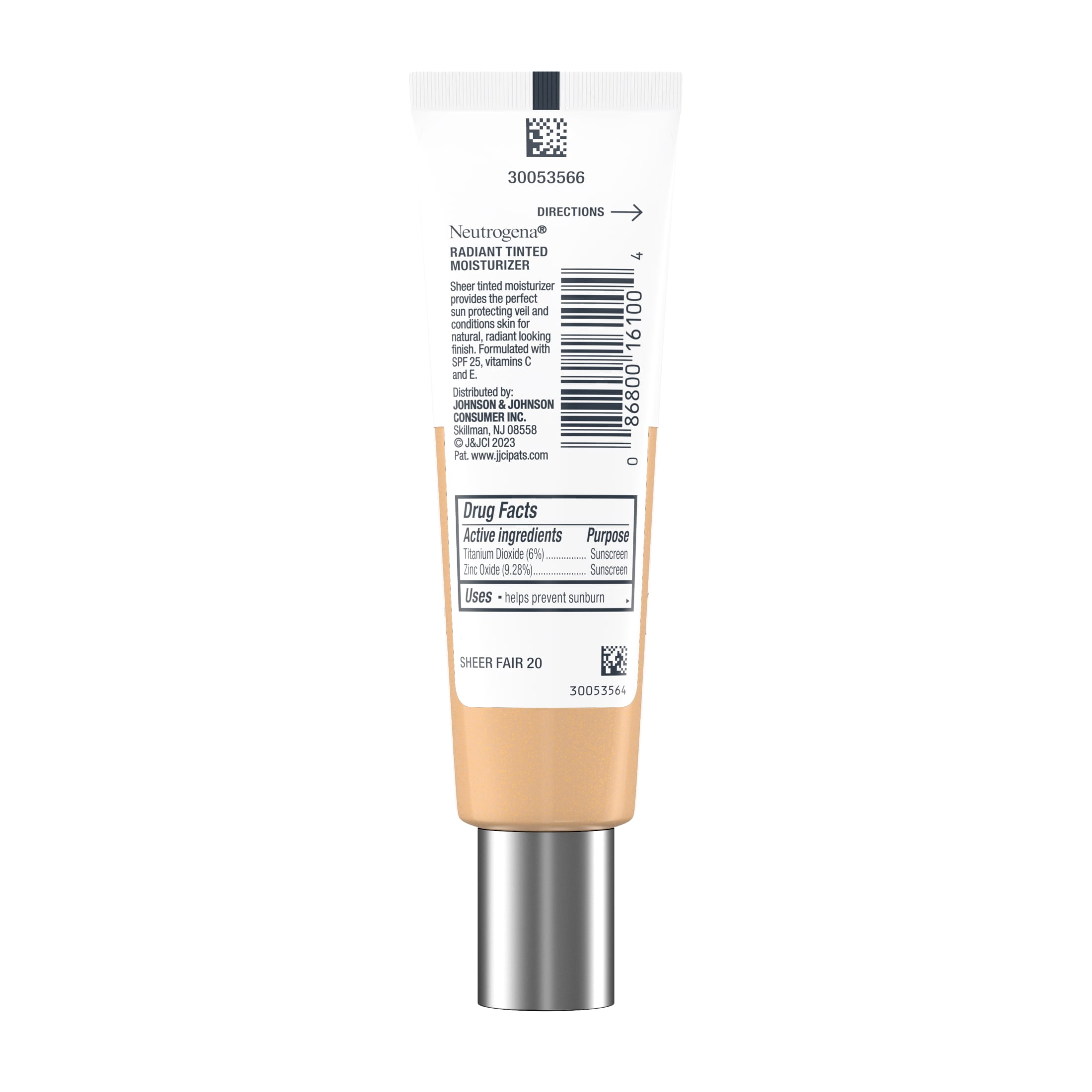 (2 pack) Neutrogena Radiant Tinted Face Moisturizer, Sheer Fair 20, 1.1 fl. oz