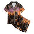 thumbnail image 5 of KPOPLK Girls Pajama Sets Cotton Sleepwear Button Down Short Sleeve with Ruffle Shorts PJS 2-12Y,Size 8-9 Years, 5 of 6