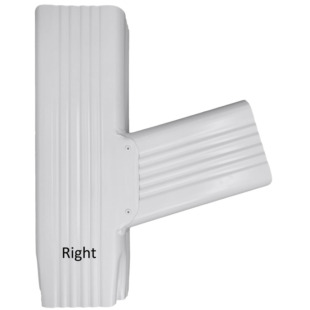 Downspout Funnel, T 3x4, Right, Aluminum, White