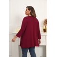 thumbnail image 4 of Daystry Plus Size Cardigan for Women 3/4 Sleeve Casual Open Front Light Cardigan Wine Red-3X, 4 of 9