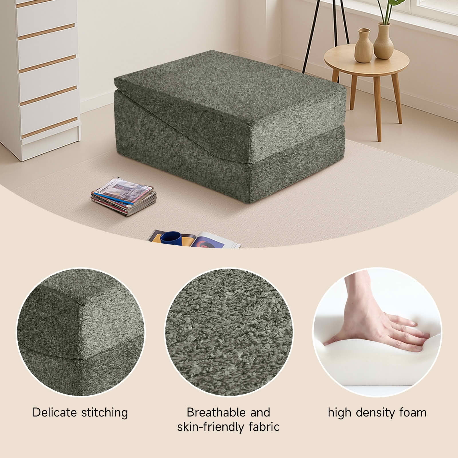 MAYEERTY High-Density Sponge Foldable Tatami Sofa Bed Multi-Use Lounge Chair No Assembly