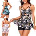 thumbnail image 2 of QJUHUNG Tankini à Bretelles Blouson Imprimé pour Femmes avec Shorty Tankini Maillots de Bain pour Femmes Deux Pièces, 2 of 4