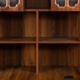 thumbnail image 6 of 52.5" L-Shaped Desk with Bookshelf and Drawers, Computer Desk with Built-in Shield, Modern Style Office Table for Home, Office, Study, Walnut, 6 of 9