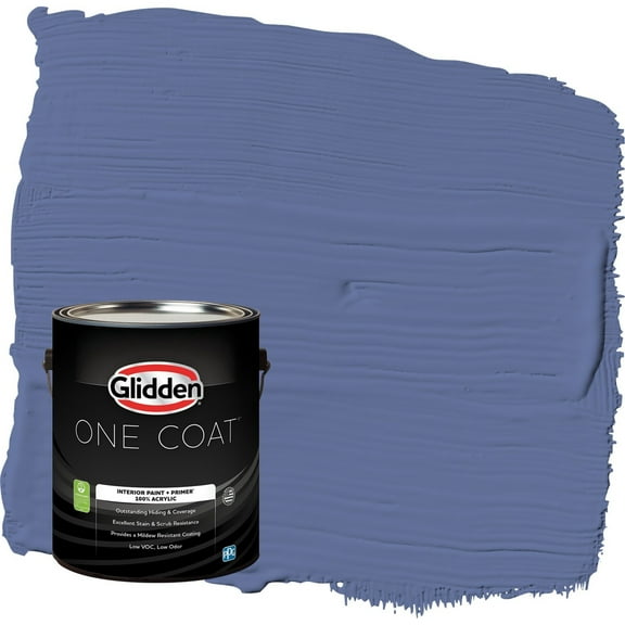 Glidden One Coat Blueberry Patch / Blue Semi-Gloss Interior Paint with Primer, 1 Gallon