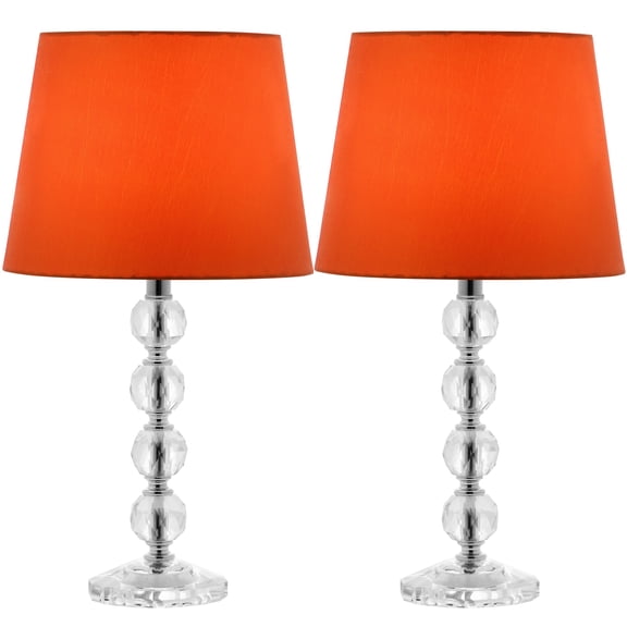 SAFAVIEH Nola 16 in. H Stacked Crystal Ball Table Lamp, Orange, Set of 2