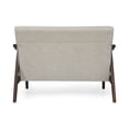 thumbnail image 4 of Noble House Hector 45.25" Contemporary Button Tufted Rectangular Settee, Beige and Brown, 4 of 7