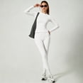 thumbnail image 5 of Women's 2 Piece Yoga Sets Quick-Dry Gym Workout Tracksuit High Waist Running Leggings & Long Sleeve Top Outfits White XL, 5 of 6