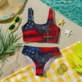 thumbnail image 5 of 4th of July Girls Swimsuits Size 10-12 Two Piece Sets Bathing Suit Beach Vacation American Flag Stars Striped Girls Bikini Summer Sleeveless Girls Clothes Swimsuits Swimwear Vermilion 1-2 Years, 5 of 8