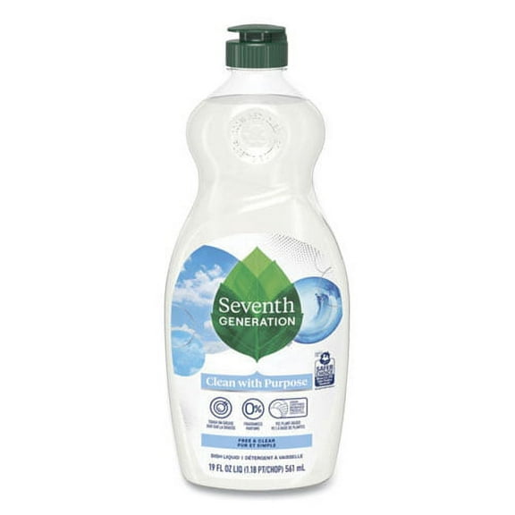 natural dishwashing liquid, free and clear, 19 oz bottle, 6/carton | Bundle of 5 Cartons