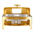 thumbnail image 5 of VEVOR Roll Top Chafing Dish Buffet Complete Set, 9Qt Stainless Steel Chafer with Full Size Pan, Rectangle Catering Warmer Server with Visible Lid Water Pan Folding Stand Fuel Holder Meal Clip, Gold, 5 of 10