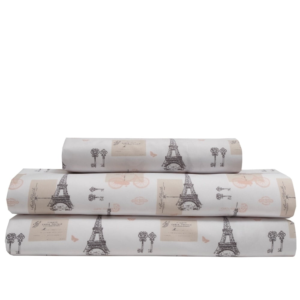 Whimsical Graphic Print Microfiber Bed Sheet Set Cat Silhouette Twin