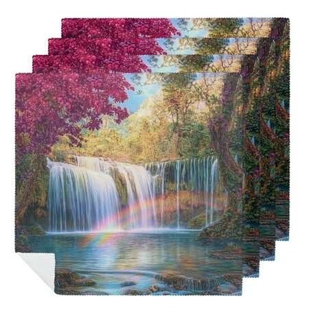 

FUMJ Rainbow Cloth Napkin Reusable Party Dinner Decoration Washable Napkins for Kitchen Set of 6 2 PCS