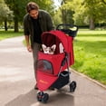 thumbnail image 4 of Gymax Foldable Pet Stroller Adjustable Cat Strolling Cart w/ Adjustable Canopy 3 Shock-absorbing Wheels Red, 4 of 10