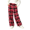 thumbnail image 5 of SERTGUTR Girls Plaid Fleece Wide Leg Pants, Elastic High Waist Loose Fit Trousers, Side Pocket Warm Home Pants, Winter Everyday Comfortable Bottoms, 5 of 5