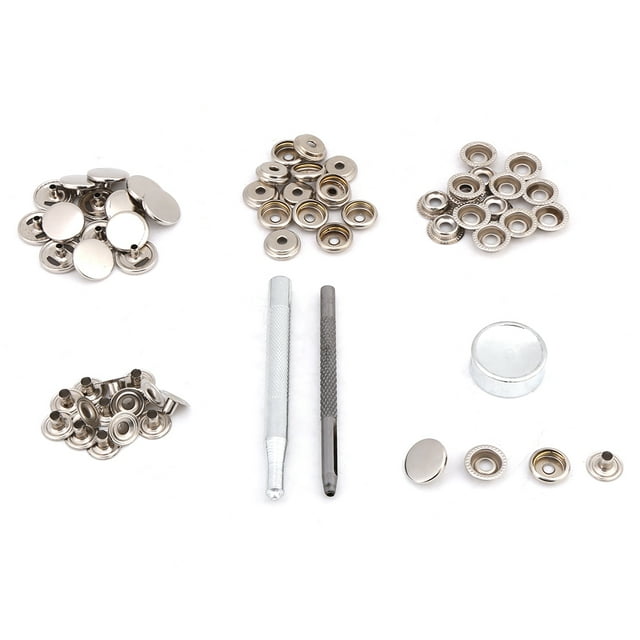Bouton Pression en Métal pour Réparation de Veste en Cuir (Outil Argent 3 Pcs)