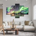 thumbnail image 3 of TISHIRON 5PCS Framed Aurora Borealis Landscape Theme Canvas Wall Art Set,60"x40" Skagsanden Beach Aurora Borealis Wall Canvas Art Decor, 3 of 7