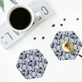 thumbnail image 4 of Zufioo Hawaiian Style Print Leather Coaster Set, Decorative PVC Coasters 4-pack - Scald and Stain-resistant, Suitable for Home, Cafes, Restaurants-Hexagon, 4 of 6