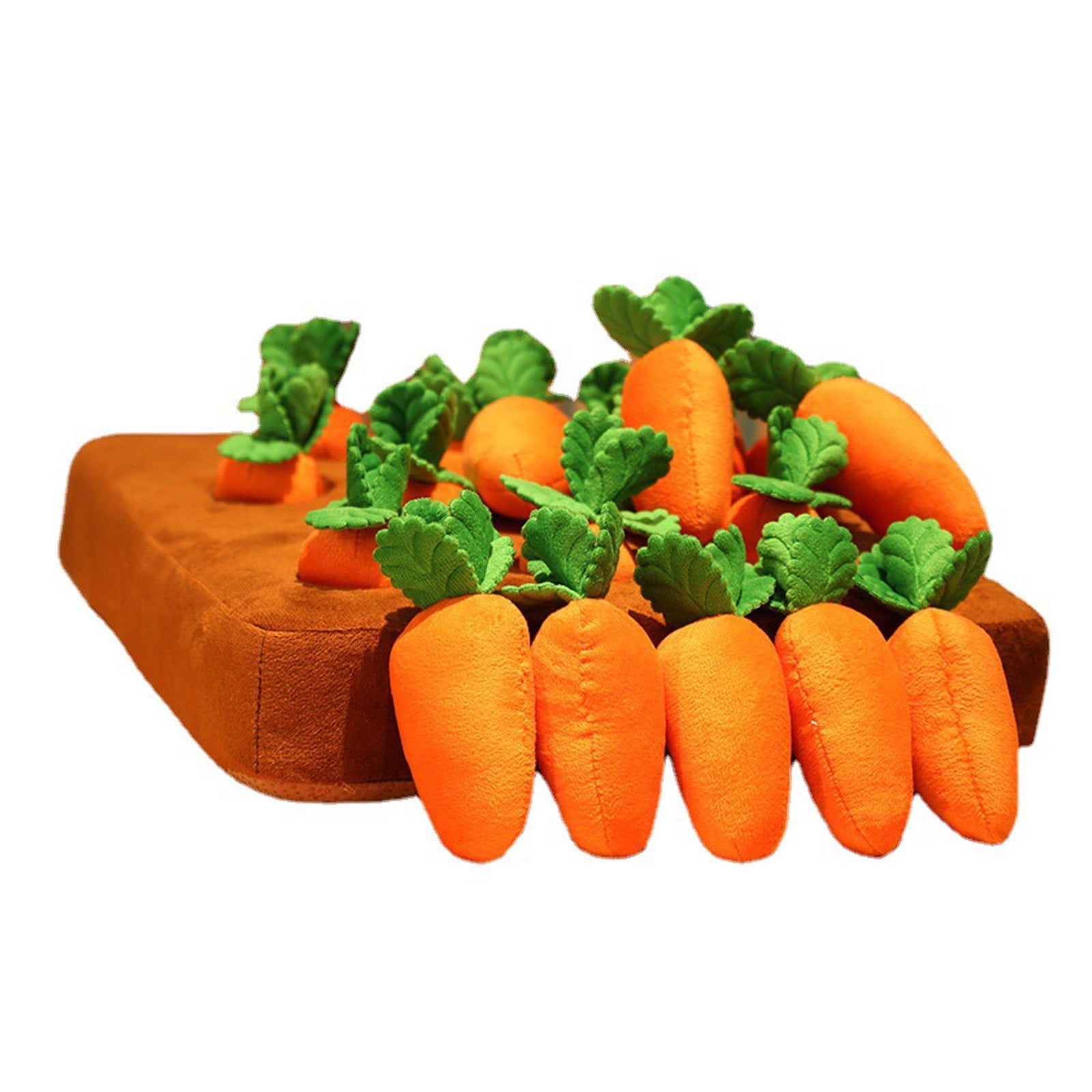 SOMOYA Dog Carrot Toy, Enrichment Dog Puzzle Toys, Hide and Seek Carrot Farm Dog Plush Chew Toys for Small Medium and Large Dogs Cats with 12 Carrots