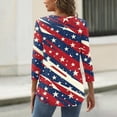 thumbnail image 5 of Women's Patriotic Star Print 250th Anniversary USA Shirt V-Neck Button 3/4 Sleeve T-Shirt, 5 of 5