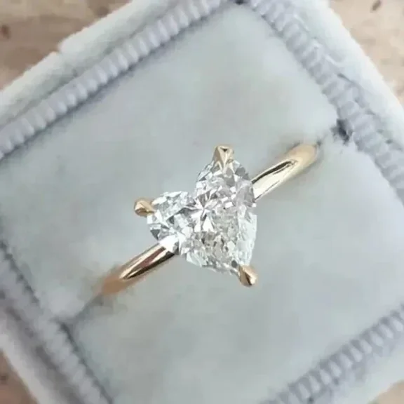 2Ct Heart Cut Lab Created Women's Engagement Ring 14K Yellow Gold Plated