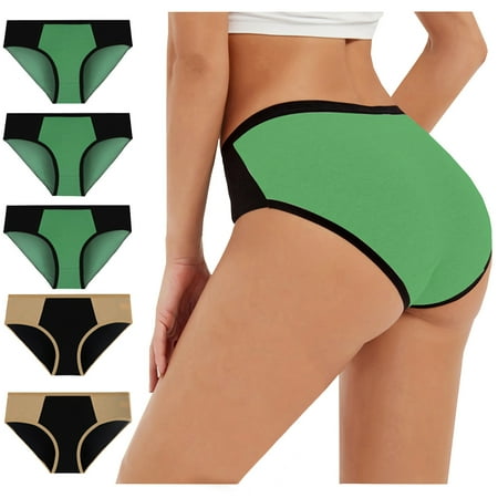 

VerPetridure Women s Bikini Brief Underwear Thongs for Women Panties 5PC Women Solid Color Patchwork Briefs Panties Underwear Bikini Underpants