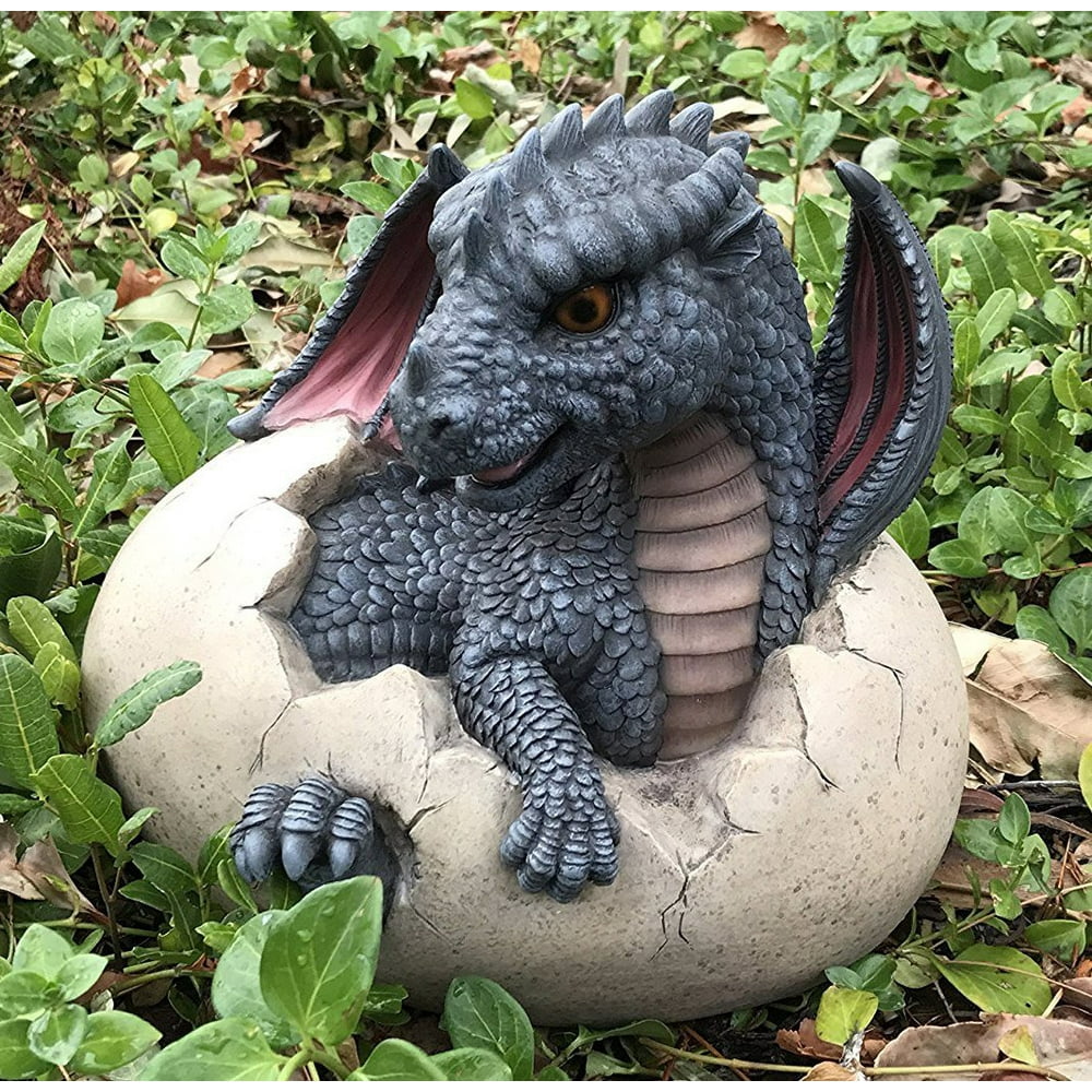 Ebros Large Nightfury Baby Dragon Hatchling In Egg Statue 10" Long