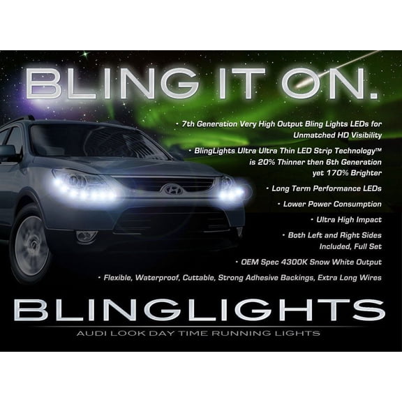 For Hyundai Veracruz ix55 LED DRL Strips Headlamps Headlights Head Lamps Day Time Running Strip Lights