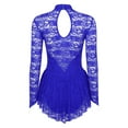 thumbnail image 7 of ZDHoor Women's Long Sleeves Lace Figure Ice Roller Skating Ballet Dance Leotard Dress Costume Royal Blue M, 7 of 7