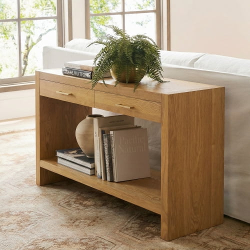 Console Table with Storage Wooden Entryway Table with Drawers Farmhouse Sofa Table for Living Room, Entryway, Hallway