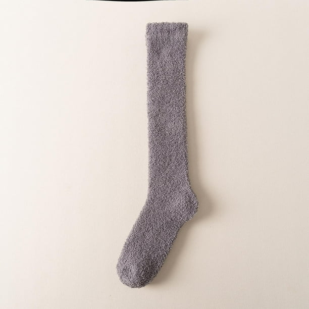 Calcetines de mujer con caña sólida, gruesos, para dormir en casa, cálidos, de dacrón