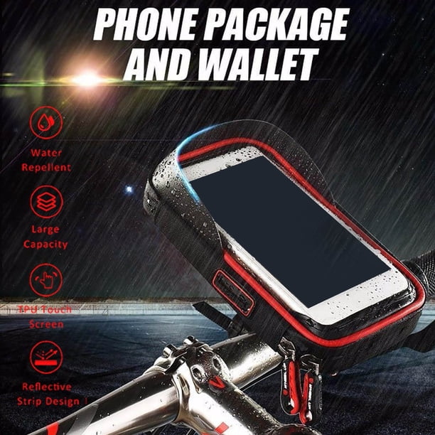 Fiudx Bolsa Impermeable para Manillar, Diseño Impermeable, Protección de Pantalla Sensible, Rotación de 360 Grados, Funda y Cartera para Teléfono, Accesorio para Ciclismo de Aventura, Compatible con