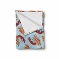 thumbnail image 2 of Rowan Soft Flannel Fleece Blanket, Abstract Backdrop with Dried Leaf and Bunch of Vivid Berries Mountain Ash, Cozy Plush for Indoor and Outdoor Use, 50" x 70", Pale Blue Red Orange, by Ambesonne, 2 of 6