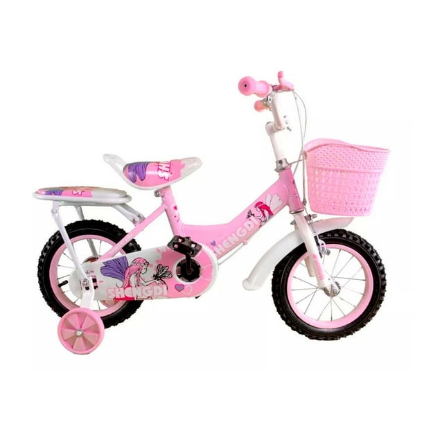 Bicicleta Infantil Rosa R18 Con Cansta y Ruedas Entrenadoras 4-6 Años