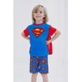 thumbnail image 2 of DC Comics Justice League Superman Cosplay Pajama Shirt, Pajama Shorts and Detachable Cape 3 Piece Sleep Set Logo Toddler to Little Kid, 2 of 5