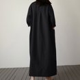 thumbnail image 4 of Vestido largo de lino y algodón de manga larga suelto con cuello redondo a la moda para mujer Fridja  yut2455, 4 of 9