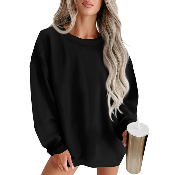 Sweatshirt for Women Women's Fashion Round Neck Solid Color Long Sleeve Sweatshirt Top