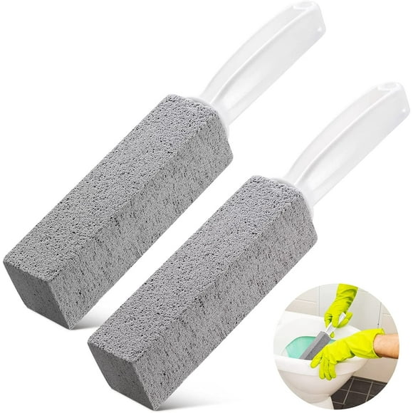 2 Pack Toilet Cleaner Hard Water Build up Remover with Ergonomic Handle, Toilet Bowl Stain Ring Remover, Pumice Stone Toilet Cleaner Tool Stain Hard Water Ring Remover for Toilet, Pool, Bathroom, Sink