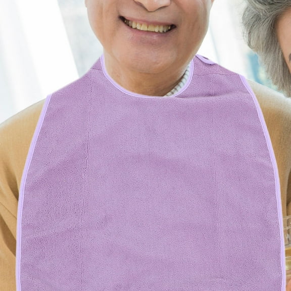SOPOTUTU Soft Absorbent Adult Bib Purple Mealtime Protector for Elderly